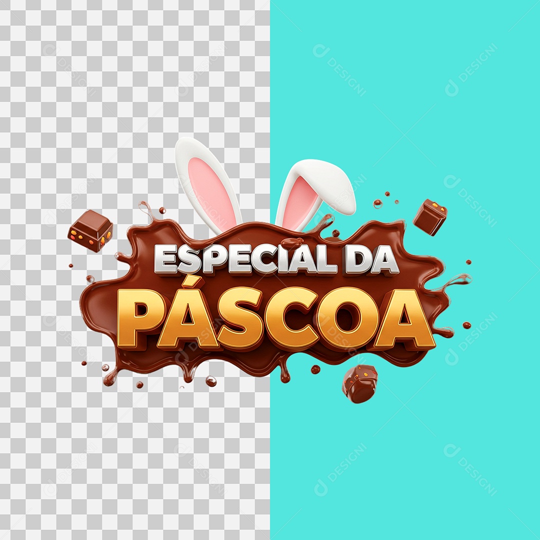 Selo 3D Especal da Páscoa Para Composição PSD