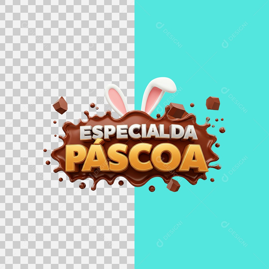 Selo 3D Especial de Páscoa Para Composição PSD