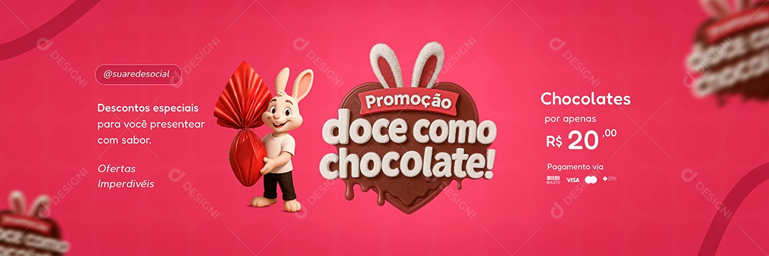 Banner Doce Como Chocolate Social Media PSD Editável