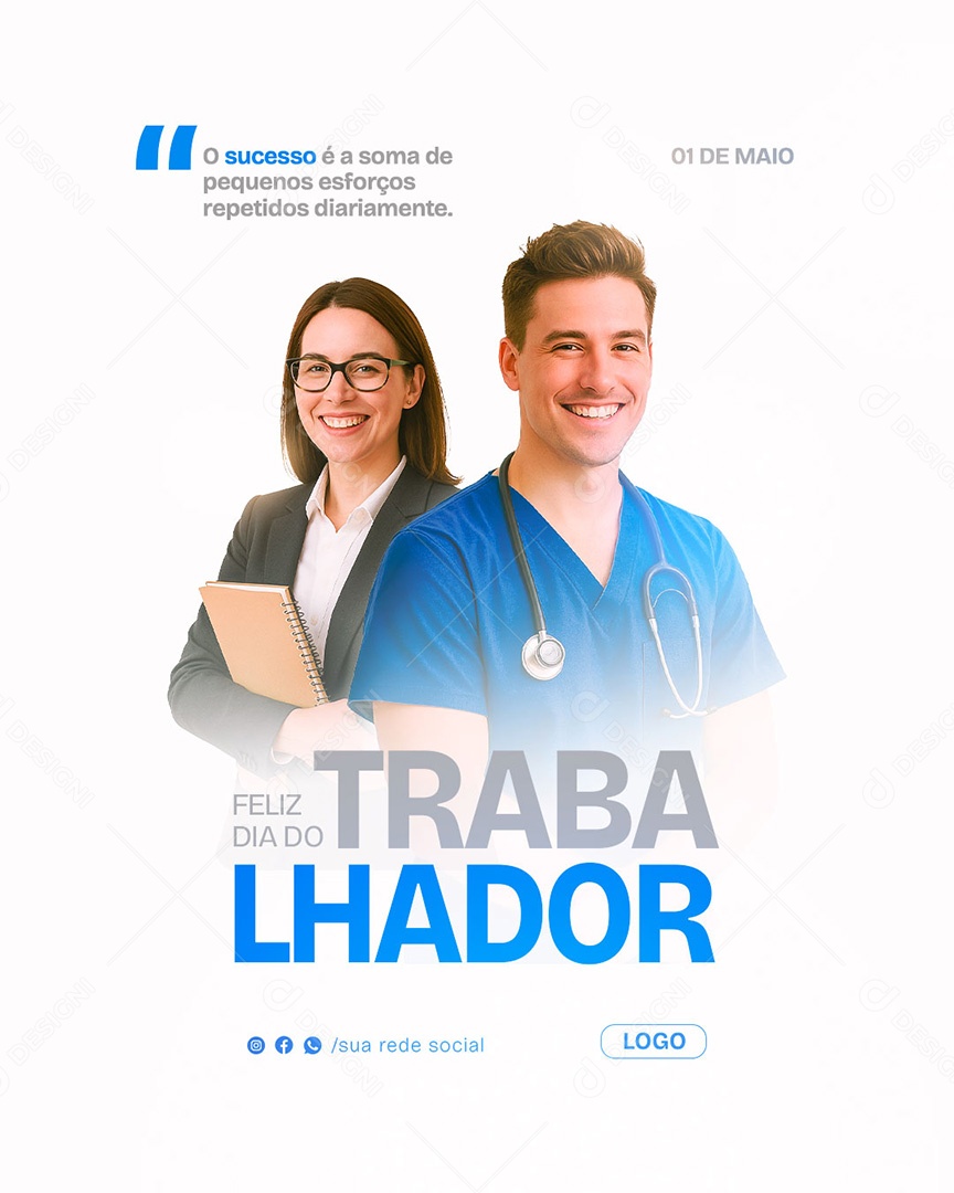 Feliz Dia Do Trabalhador 01 de Maio Social Media PSD Editável