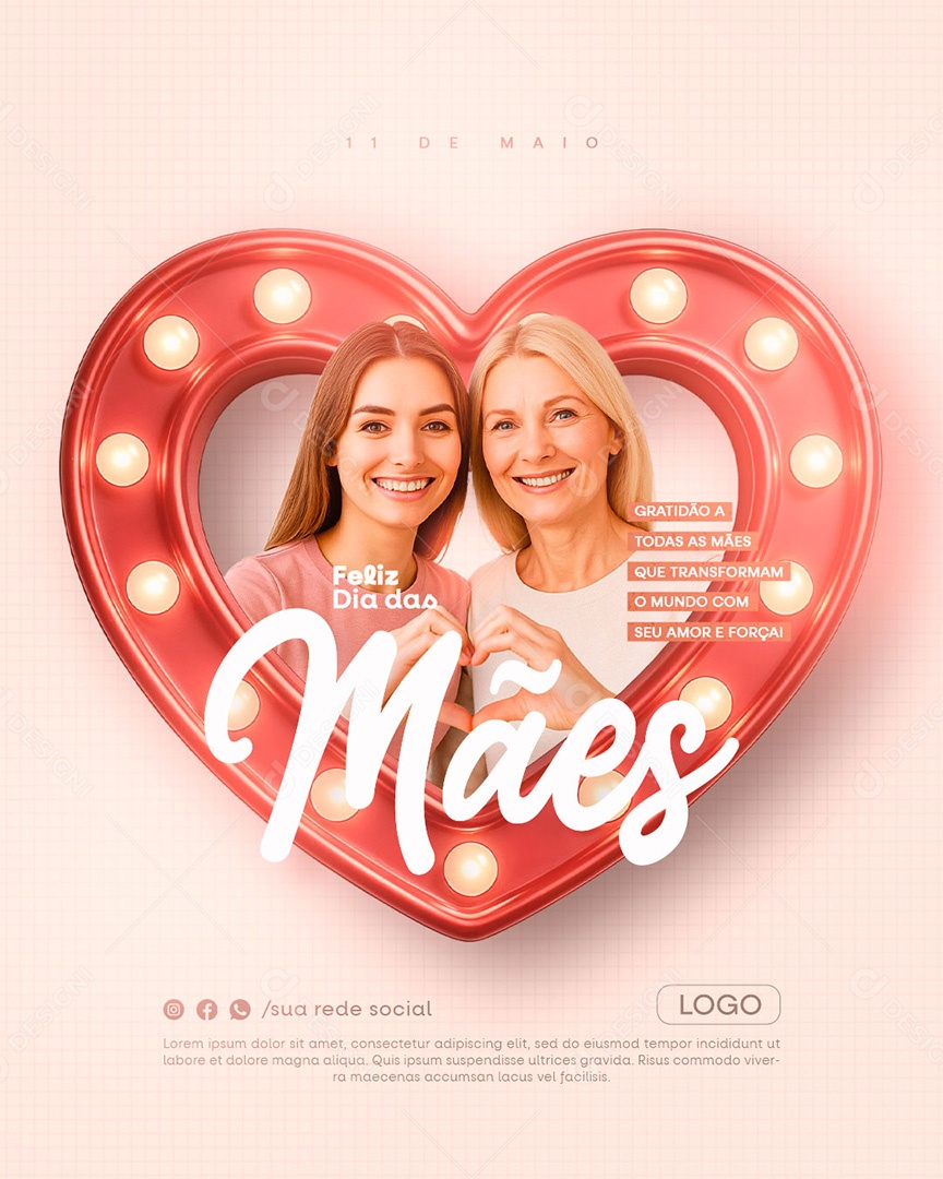 Feliz Dia das Mães 11 de Maio Social Media PSD Editável