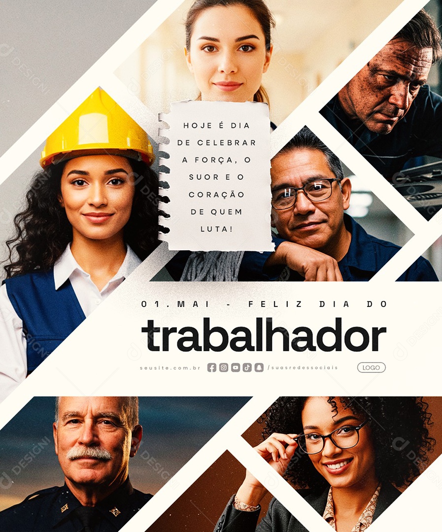 Feliz Dia Do Trabalhador 01 de Maio Social Media PSD Editável