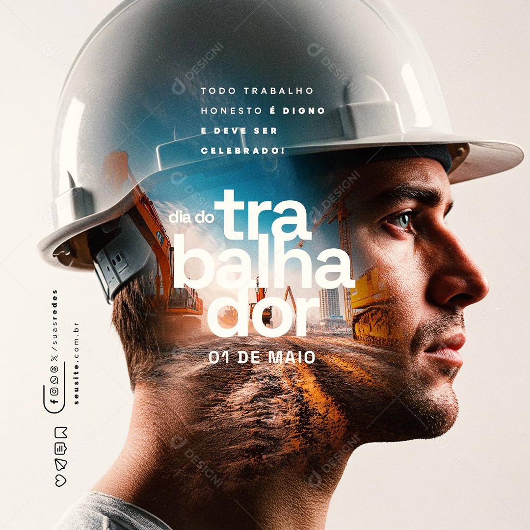 Dia Do Trabalhador 01 de Maio Social Media PSD Editável
