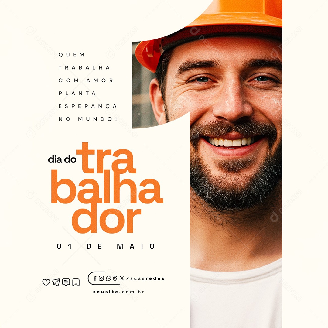 Dia Do Trabalhador 01 de Maio Social Media PSD Editável