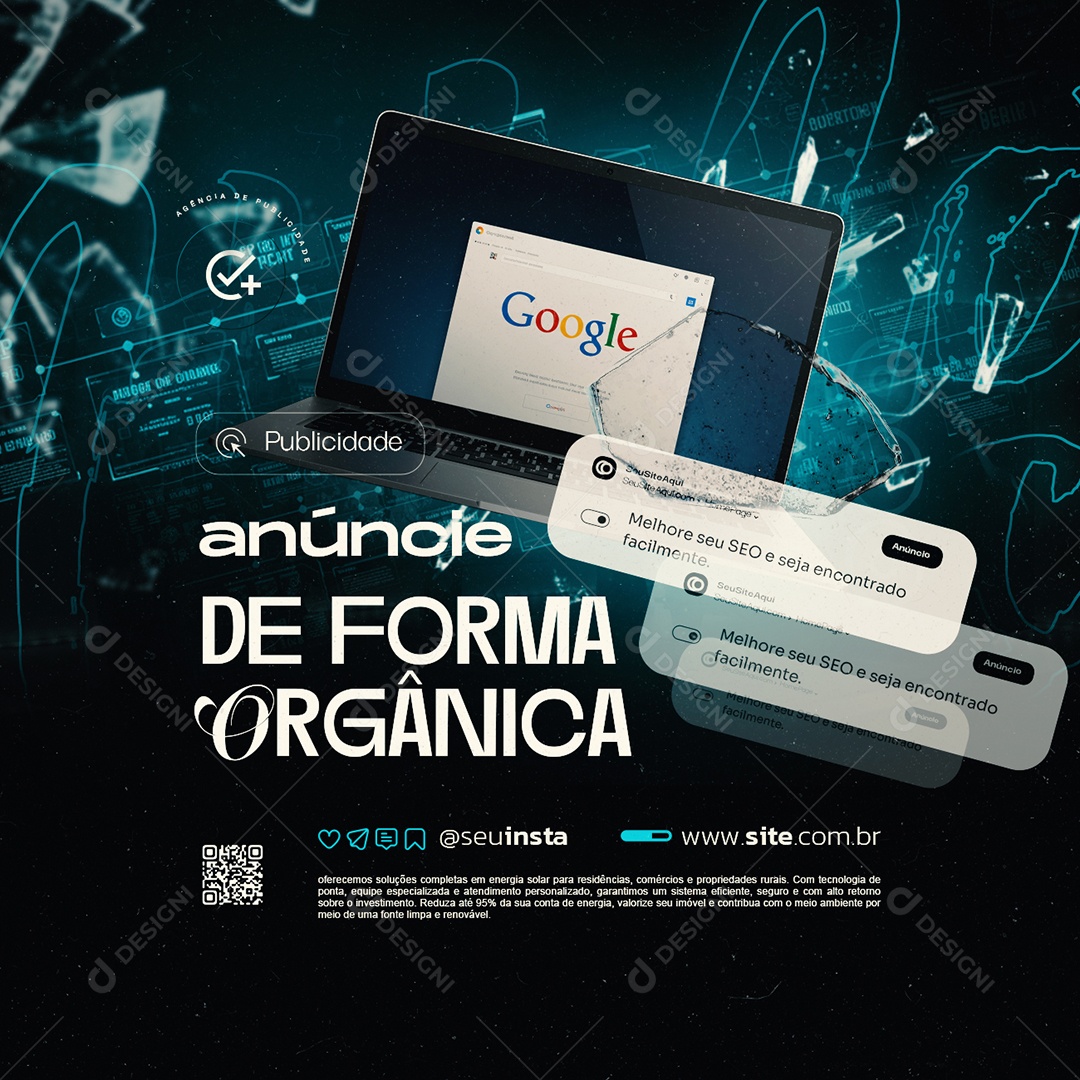 Agência de Publicidade Anúncie de Forma Orgânica Social Media PSD Editável