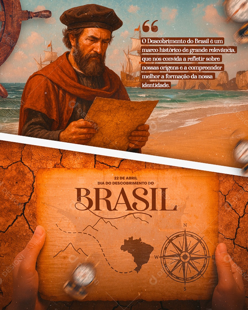 Dia Do Descobrimento Do Brasil 22 de Abril Social Media PSD Editável