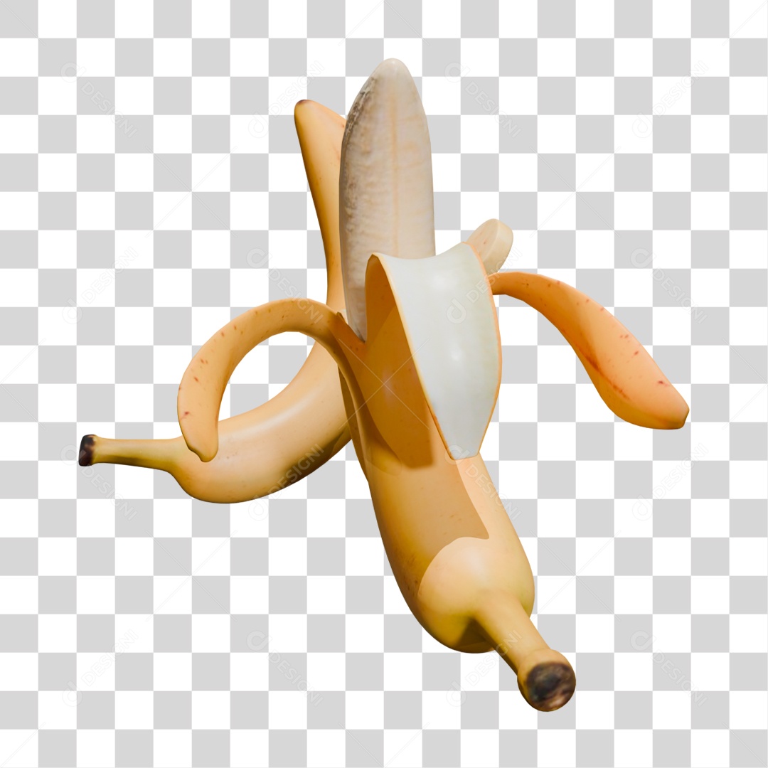Banana Descascada PNG Transparente