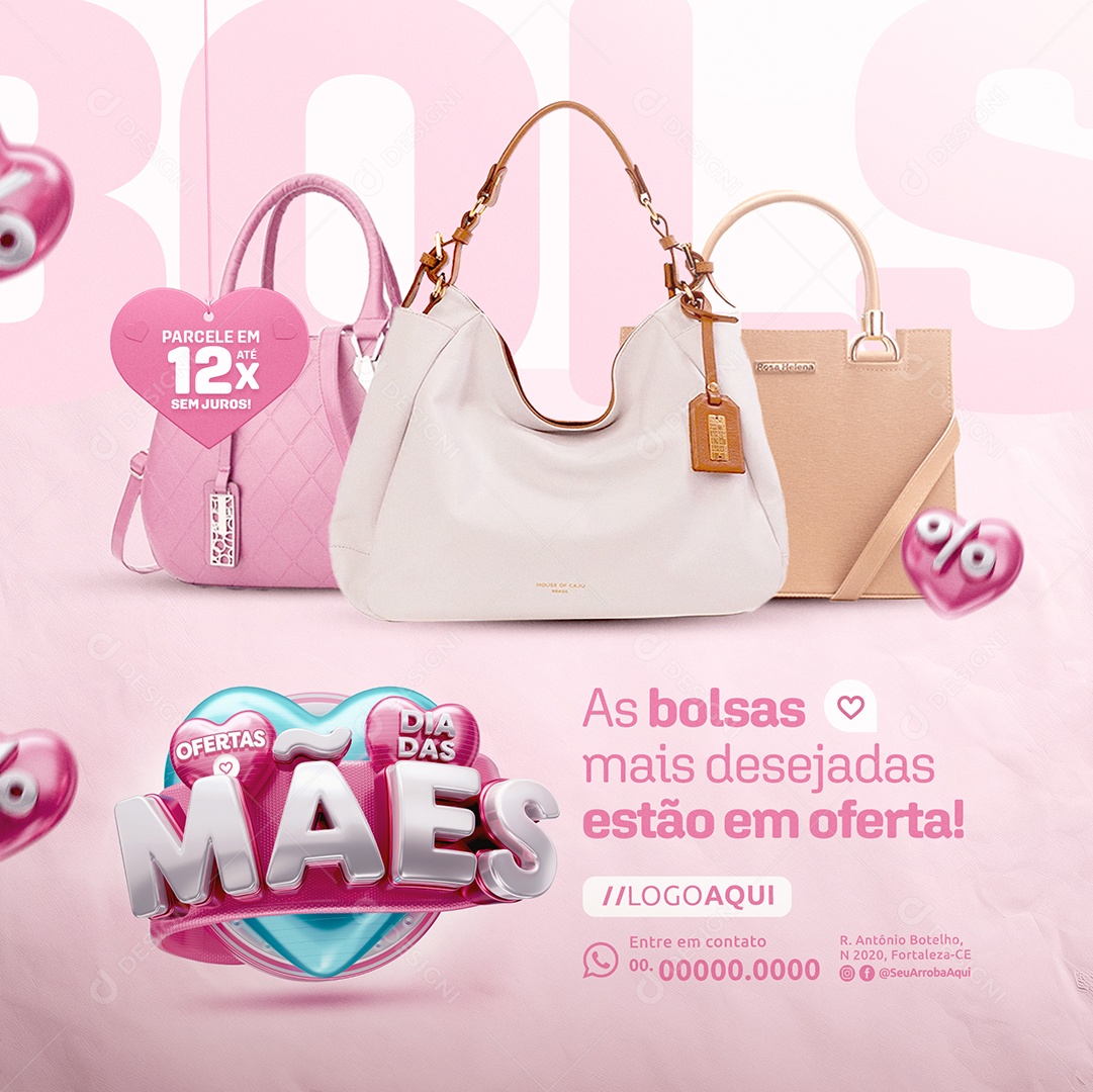 Ofertas Dia das Mães Loja As Bolsas Mais Desejadas Social Media PSD Editável