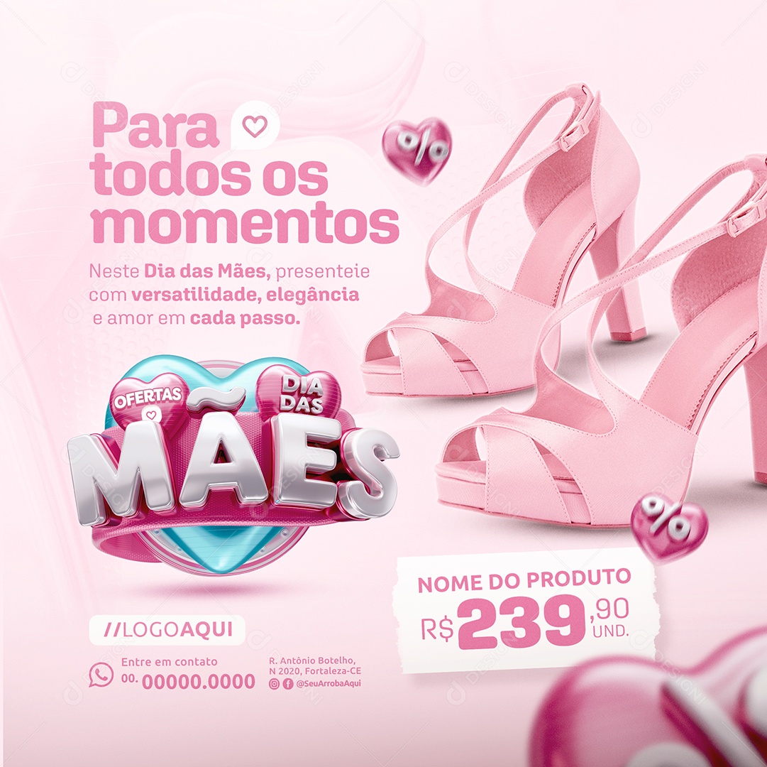 Ofertas Dia das Mães Loja Sandália para Todos os Momentos Social Media PSD Editável