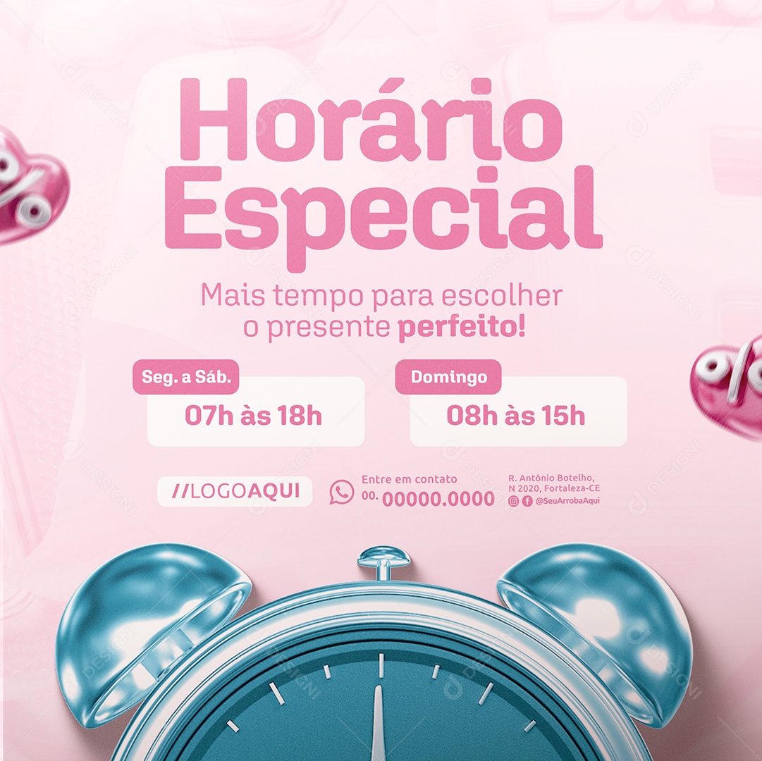 Ofertas Dia das Mães Loja Horário Especial Social Media PSD Editável