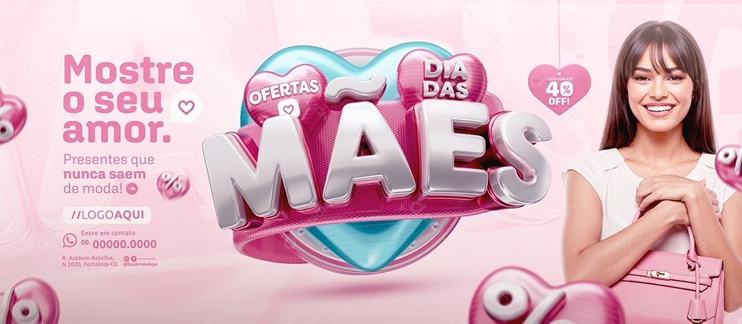 Banner Ofertas Dia das Mães Loja Mostre o Seu Amor Social Media PSD Editável
