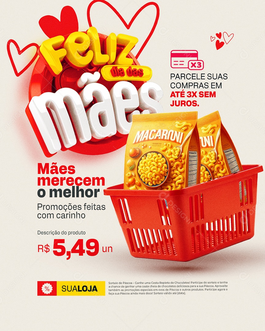 Feliz Dia das Mães Supermercado Promoções Social Media PSD Editável