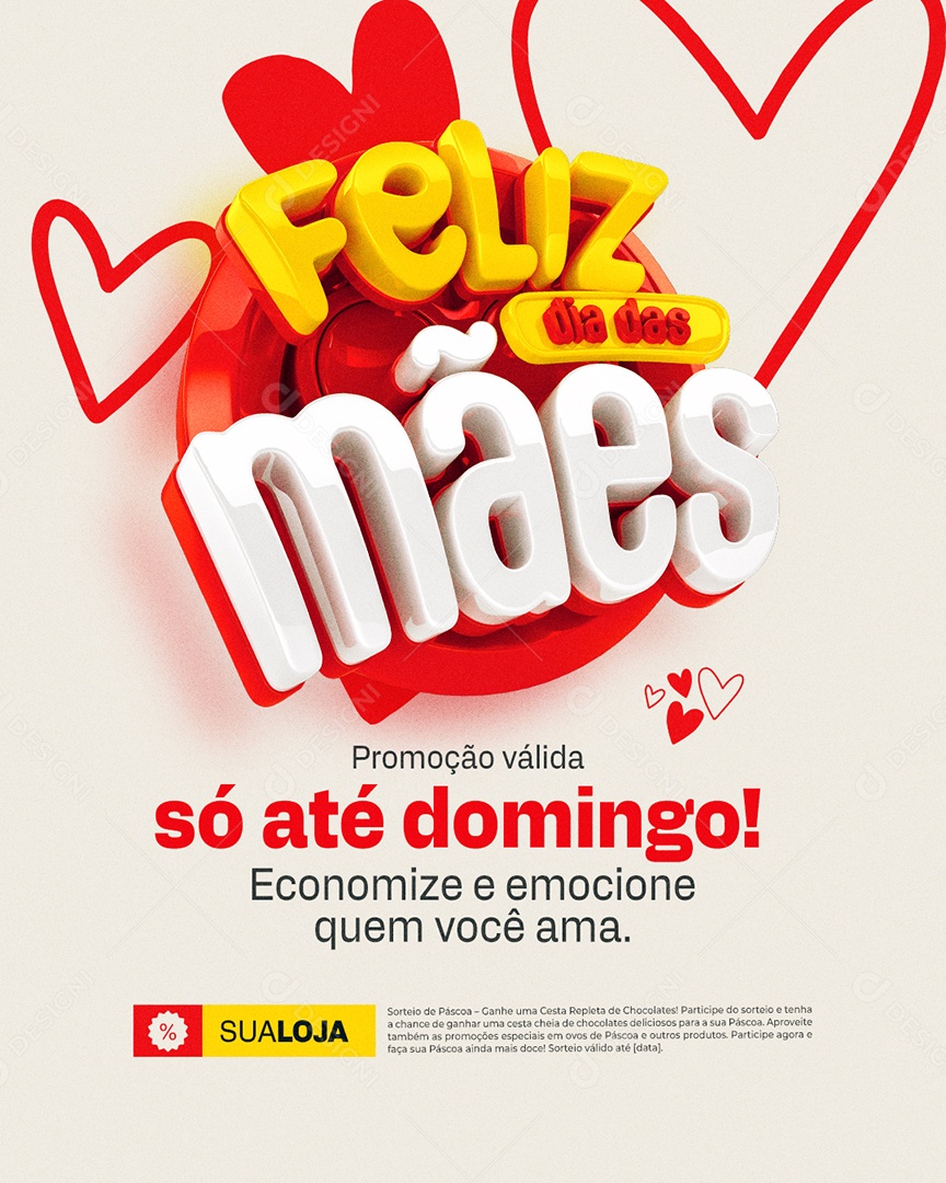 Feliz Dia das Mães Supermercado Promoção Social Media PSD Editável