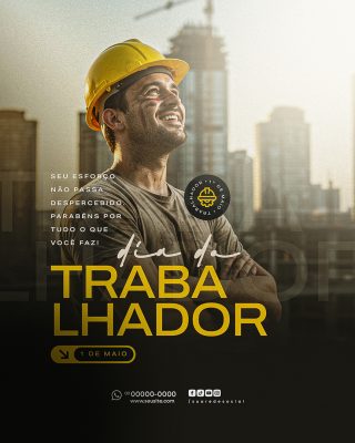 Dia Do Trabalhador 01 de Maio Social Media PSD Editável