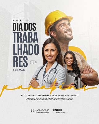 Dia Do Trabalhador 01 de Maio Social Media PSD Editável