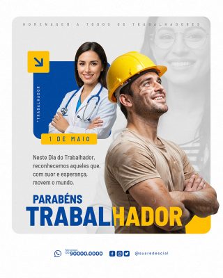 Dia Do Trabalhador 01 de Maio Social Media PSD Editável
