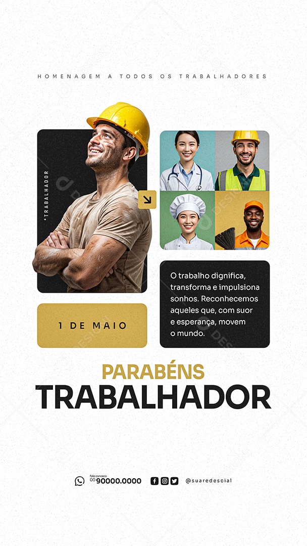 Story Dia Do Trabalhador 01 de Maio Social Media PSD Editável