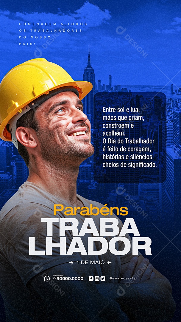 Story Dia Do Trabalhador 01 de Maio Social Media PSD Editável