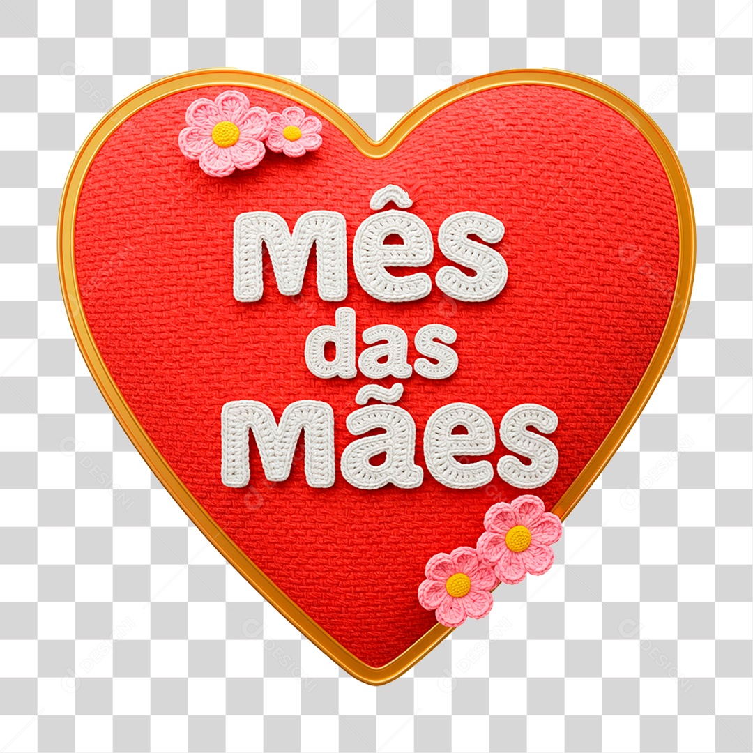 Selo 3D Mês das Mães PNG Transparente