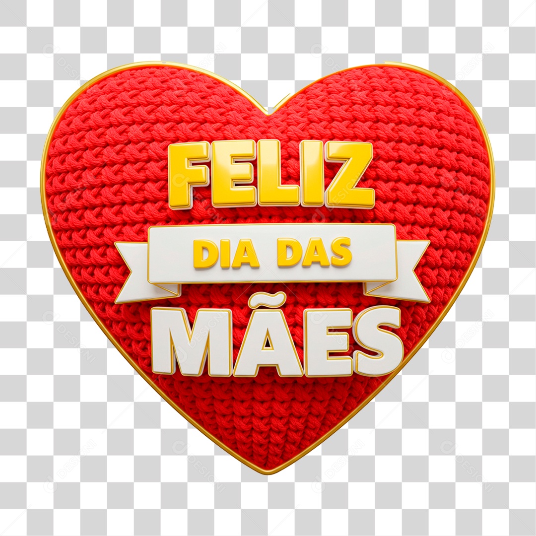 Selo 3D Feliz Dia Mães PNG Transparente