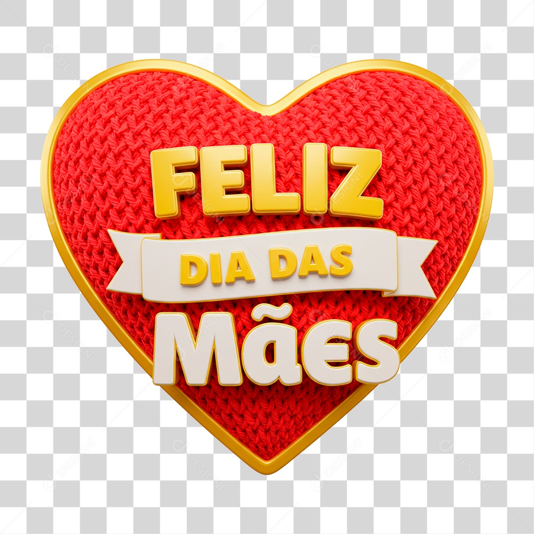 Selo 3D Feliz Dia Mães PNG Transparente
