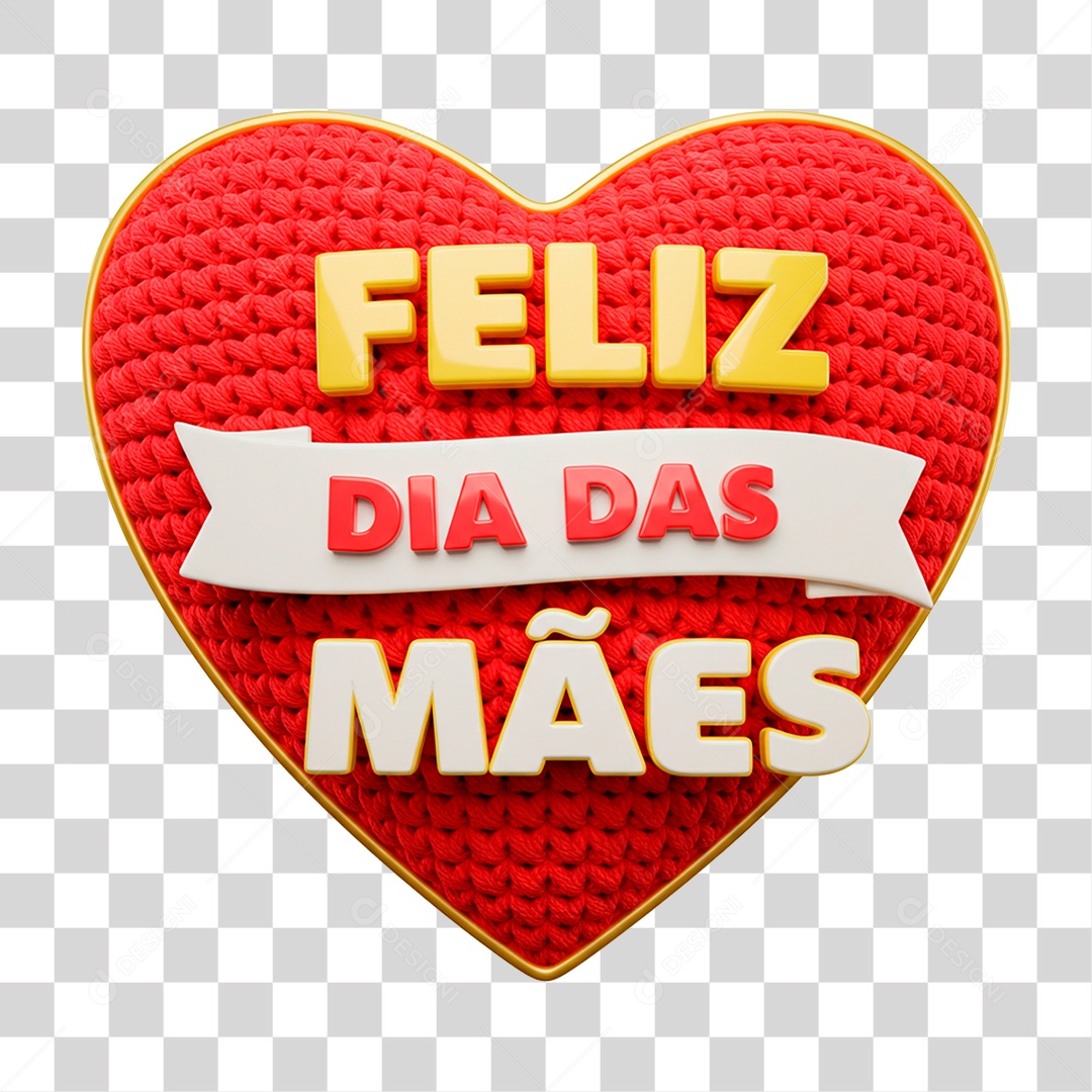 Selo 3D Feliz Dia Mães PNG Transparente