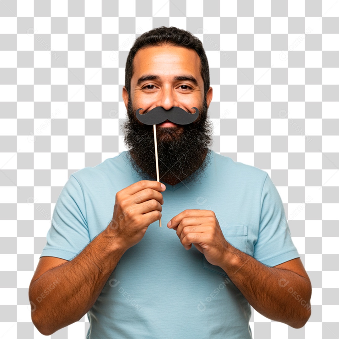 Homem com Bigode Falso PNG Transparente