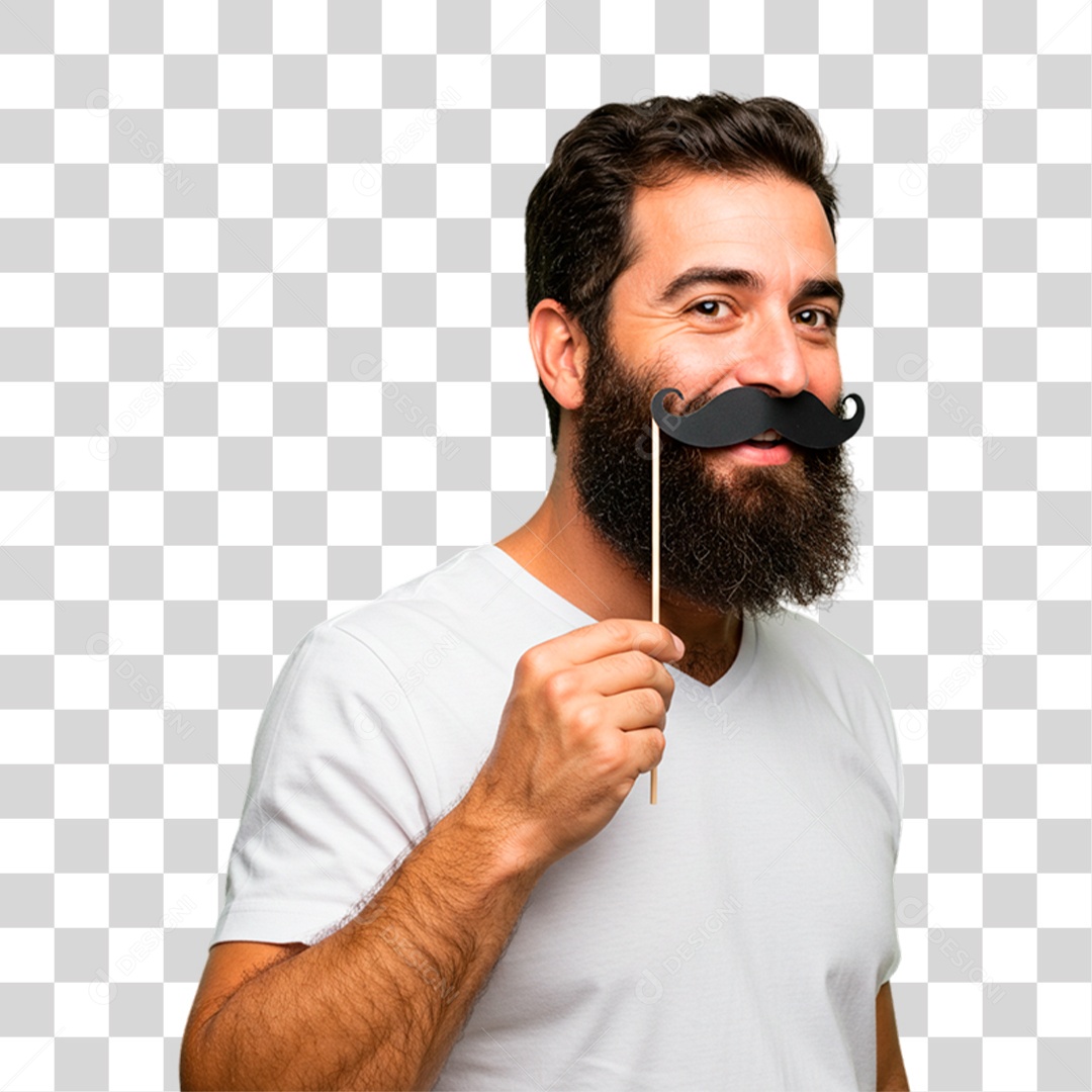 Homem com Bigode Falso PNG Transparente