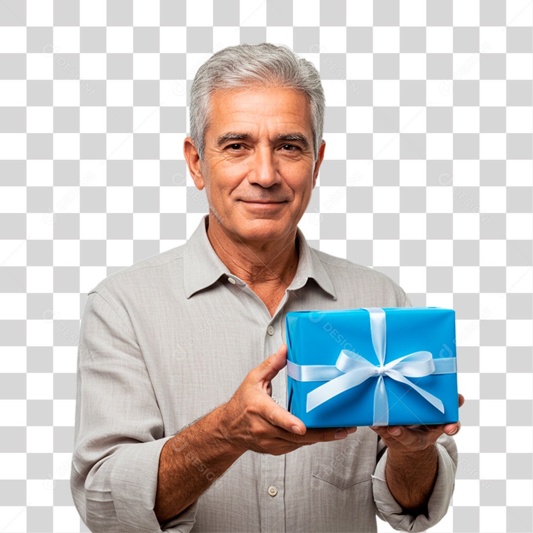 Homem Segurando Caixa de Presente PNG Transparente