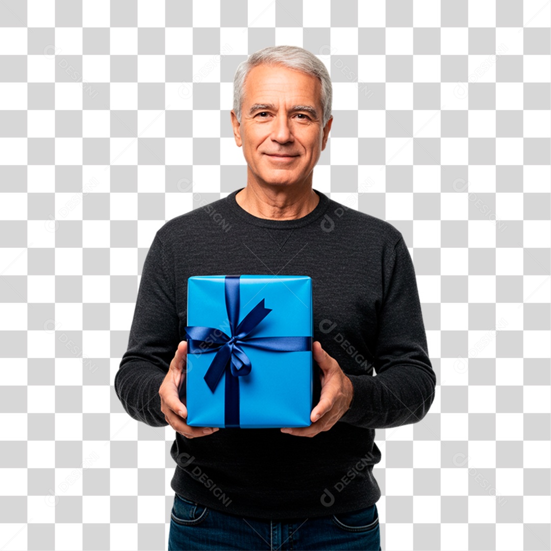 Homem Segurando Caixa de Presente PNG Transparente
