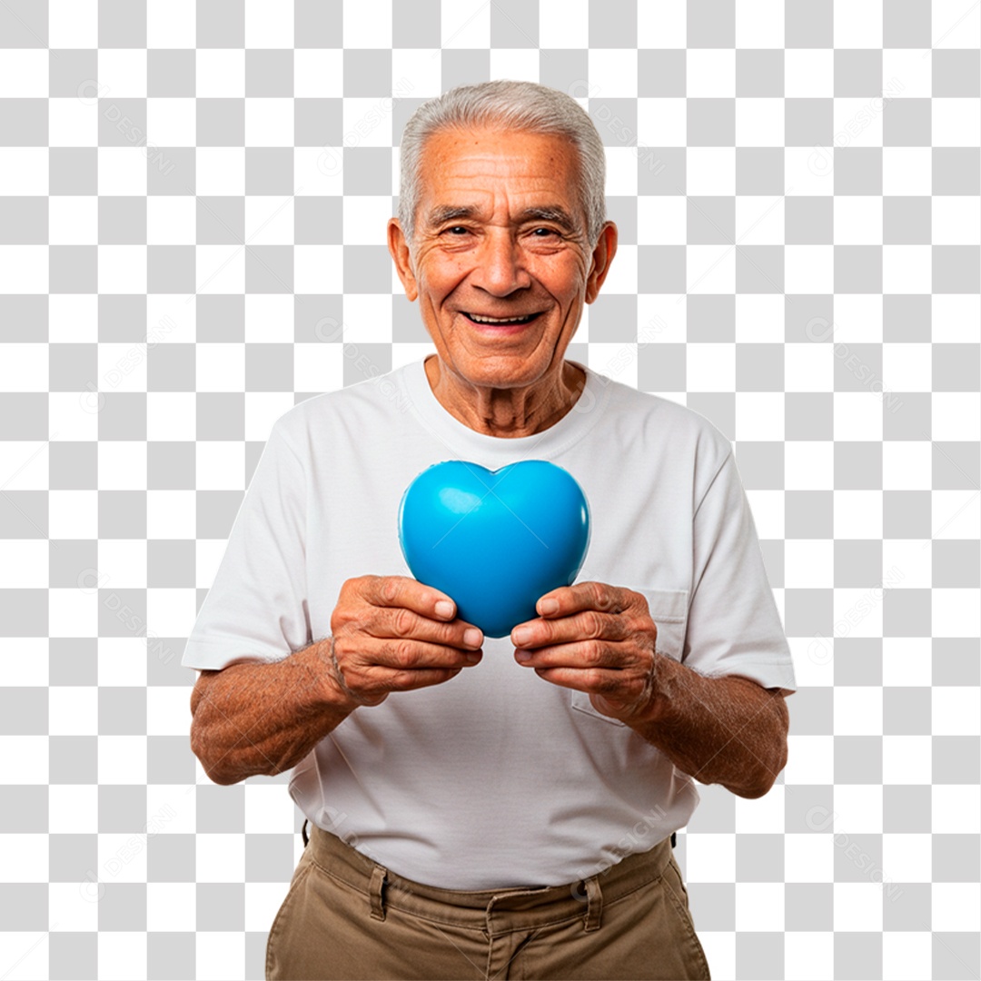 Elderly Holding Blue Heart Transparent PNG