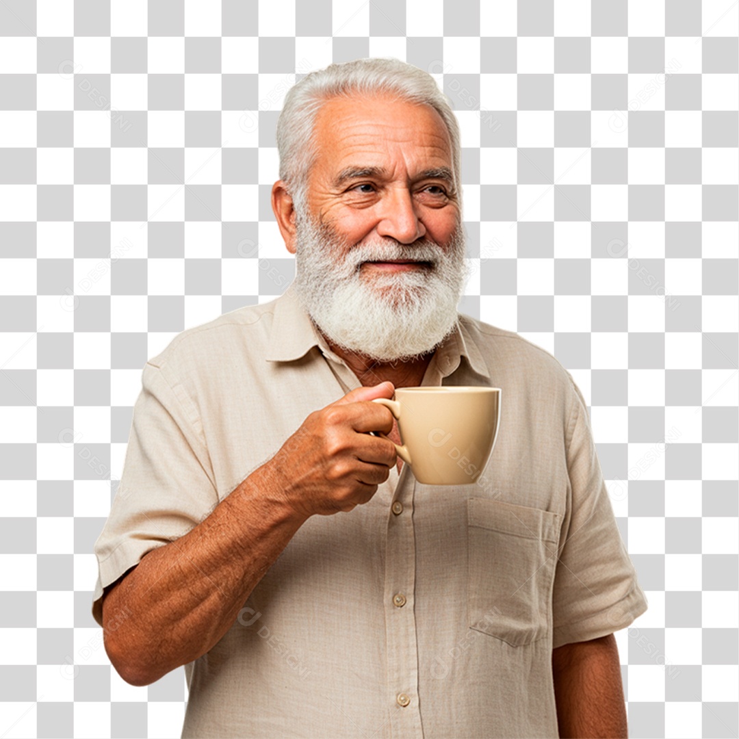 Idoso Segurando Xícara PNG Transparente