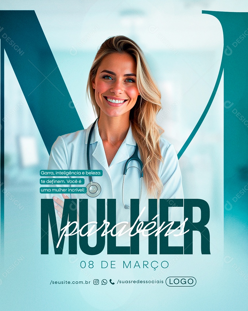 Dia Internacional das Mulheres 08 De Março Parabéns Social Media PSD Editável
