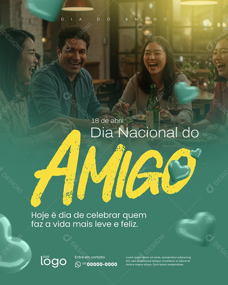 18 de Abril dia Nacional do Amigo Social Media PSD Editável