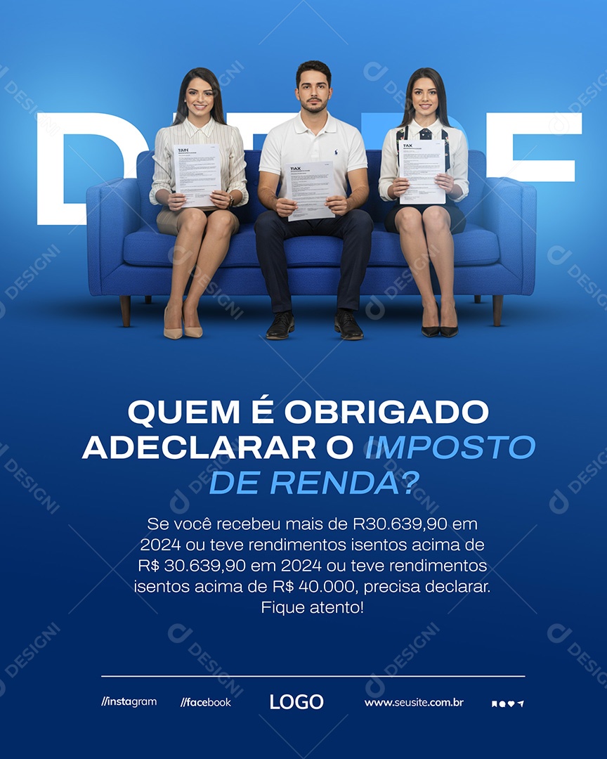 Declaração do Imposto de Renda Social Media PSD Editável