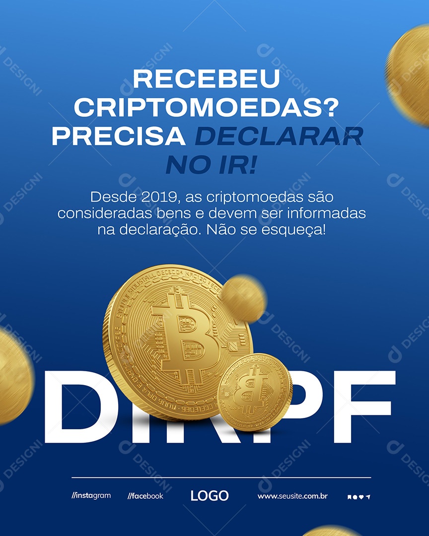 Declaração do Imposto de Renda Criptomoeda Social Media PSD Editável
