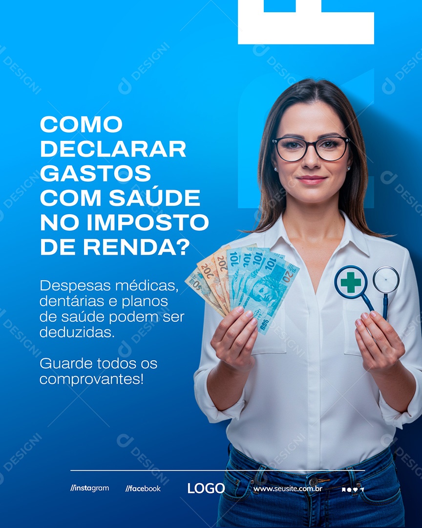 Declaração do Imposto de Renda Gastos com Saúde Social Media PSD Editável