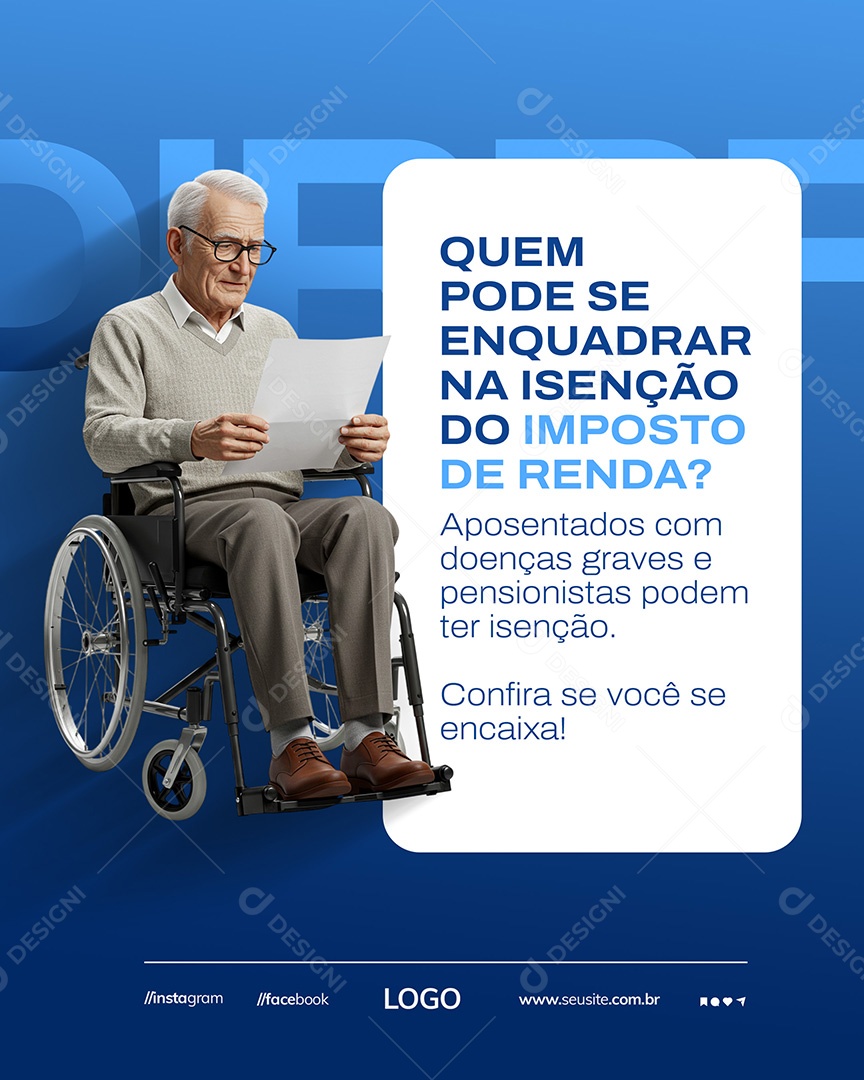 Declaração do Imposto de Renda Isenção Social Media PSD Editável