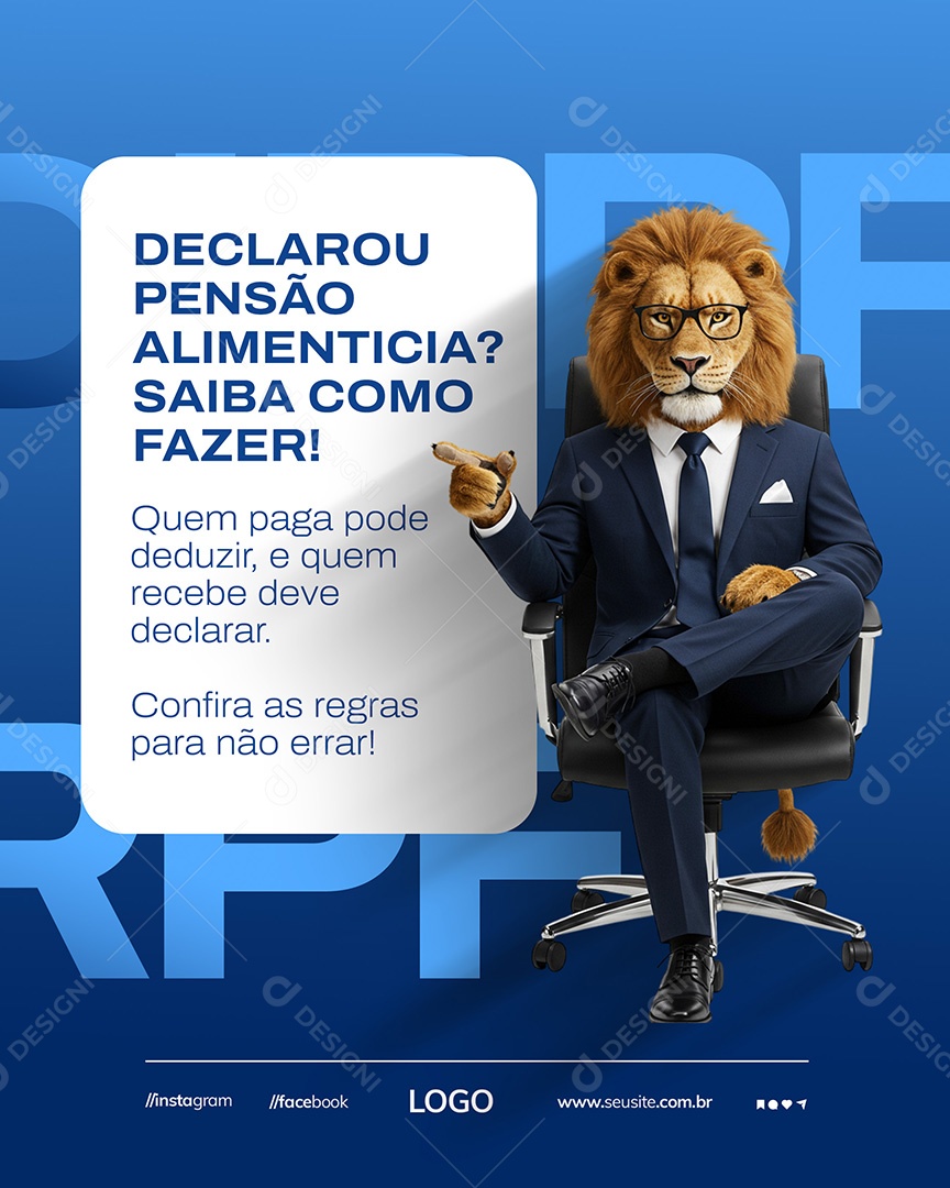Declaração do imposto de renda Pensão Social Media PSD Editável
