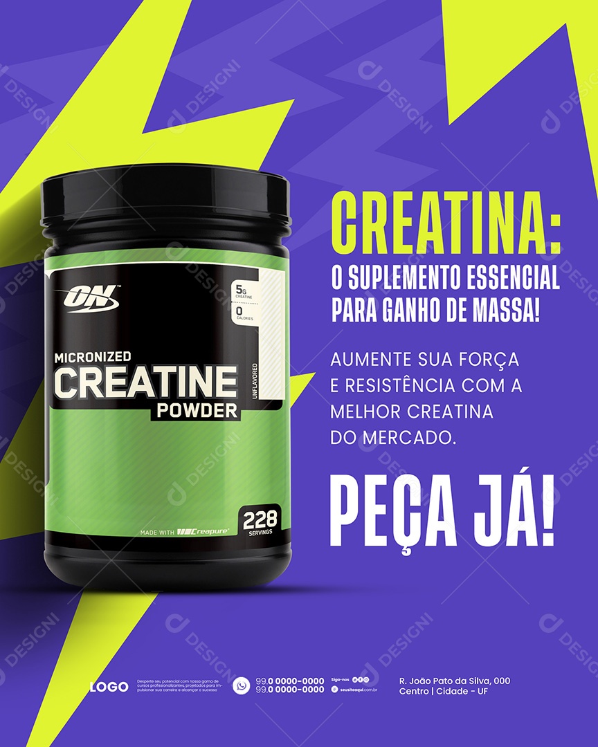 Creatina Peça Já a Sua Social Media PSD Editável