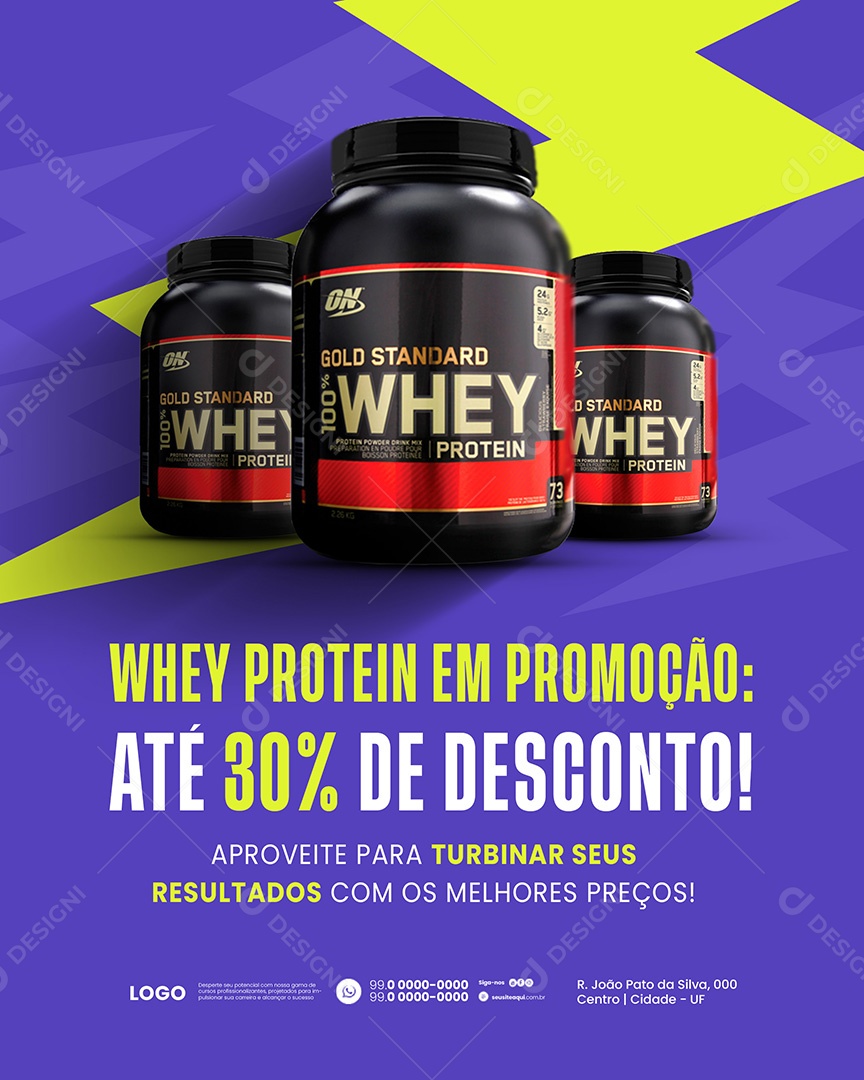 Whey Protein em Promoção Social Media PSD Editável