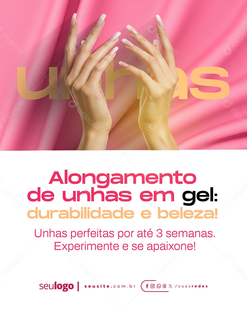Manicure Alongamento de Unhas em Gel Social Media PSD Editável