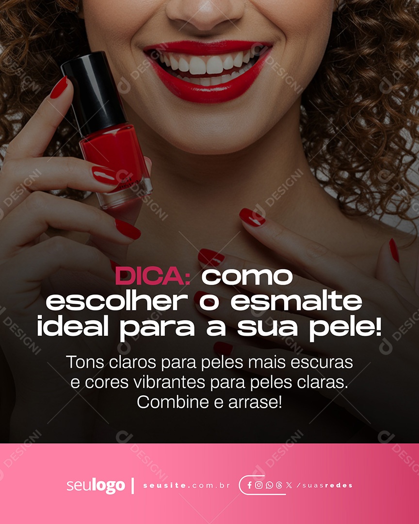 Manicure Como Escolher a Cor do Esmalte Social Media PSD Editável