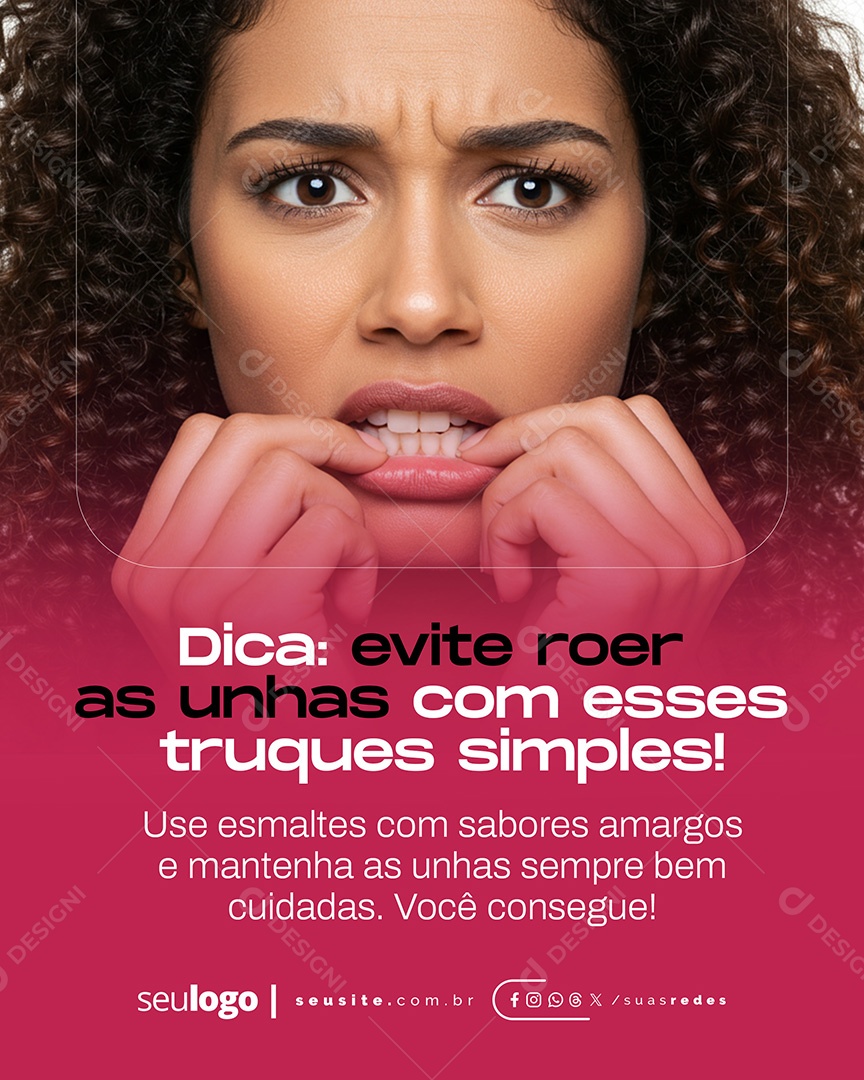 Manicure Evite Roer as Unhas Social Media PSD Editável