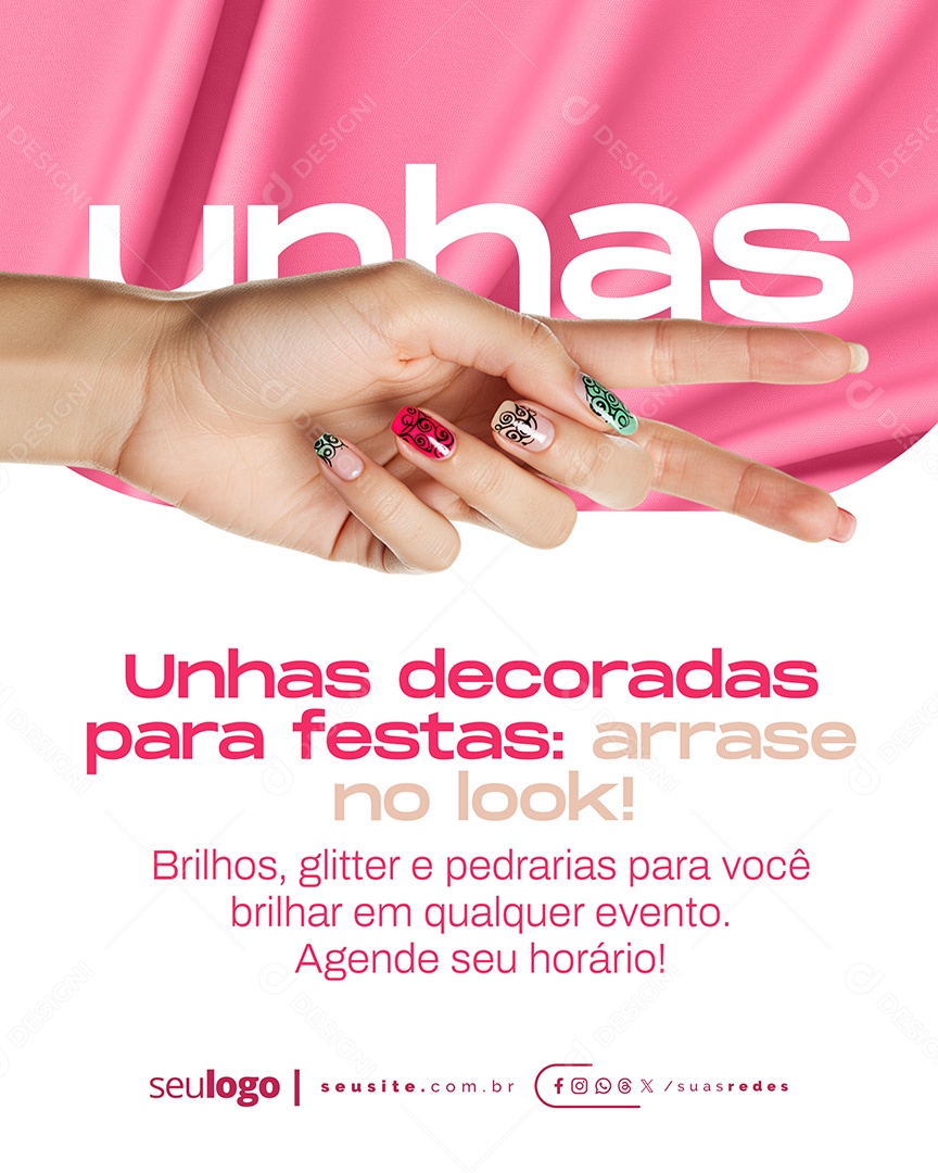 Manicure Unhas Decoradas Social Media PSD Editável