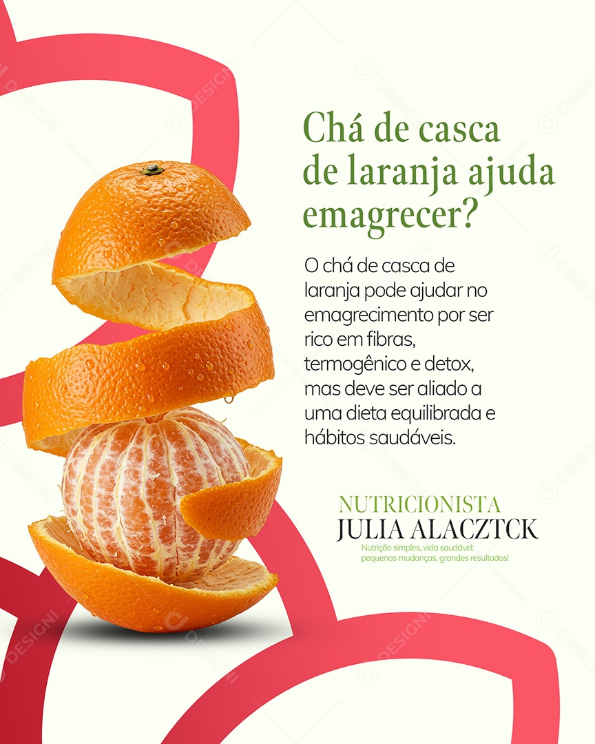 Chá de Casca de Laranja Emagrece Social Media PSD Editável