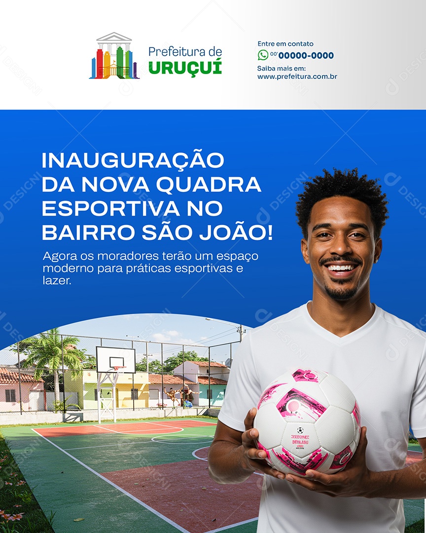 Prefeitura Inauguração de Quadra Esportiva Social Media PSD Editável