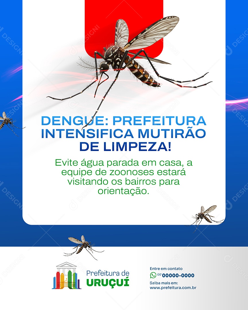 Prefeitura Mutirão Contra Dengue Social Media PSD Editável