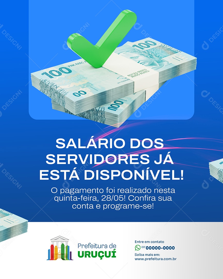 Prefeitura Salario Está na Conta Social Media PSD Editável