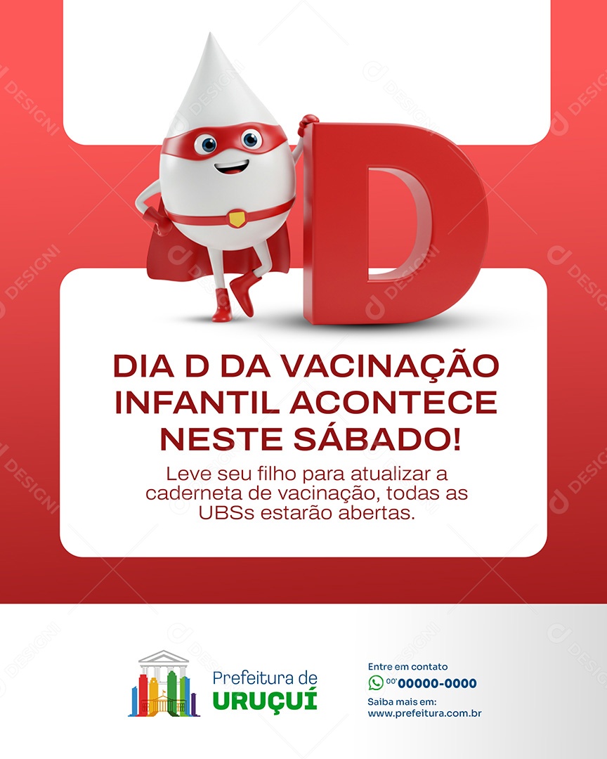 Prefeitura Vacina Ínfantil Social Media PSD Editável